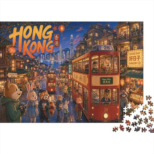Hong Kong Cityscape Jigsaw Puzzle 1000 Pieces, Relaxing Family Game Gift