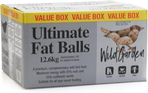 Wild Garden High Energy Fat Balls for Wild Birds 12.6kg Approx. 150 Pack, Unnetted Bird Food with 25% Nuts & 25% Sunflower Seeds, Year Round Feed for Garden Bird Feeders & Bird Tables