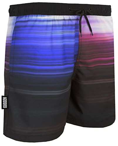 GUGGEN Mountain Badehose für Herren Schnelltrocknende Badeshorts 2535 mit Kordelzug Beachshorts Boardshorts Schwimmhose Männer blau lila schwarz gestreift Farbe Gestreift XXXL