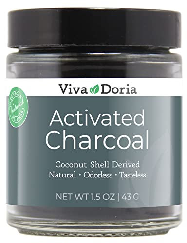 Viva Doria Activated Charcoal Powder, Food Grade, Coconut Shell Derived, 43g Glass jar