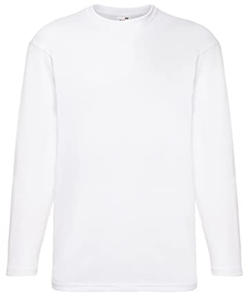 Fruit of the Loom Men's Long Sleeve T-Shirt, White, 3XL