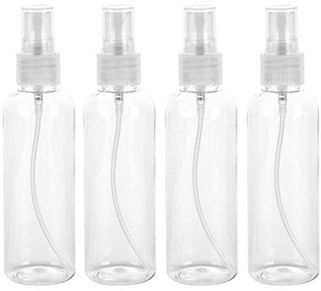 4PCS 100ml Spray Bottle Portable Refillable Durable Fine Mist Sprayer Bottles Liquid Dispensers Empty Plastic Transparent Makeup Travel Small Container Atomiser