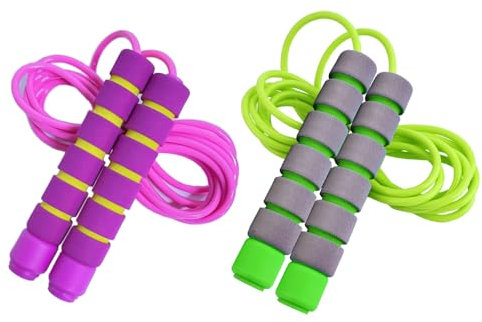 Homello Verstellbare Springseil Kinder 6 Jahre, seilspringen mit Hautfreundlichen Schaumgriffen für 3-12 Jahre alt Jungen und Mädchen für Fitness/Training/Spiel/Fett Brennen Übung,260CM, Grün Rosa