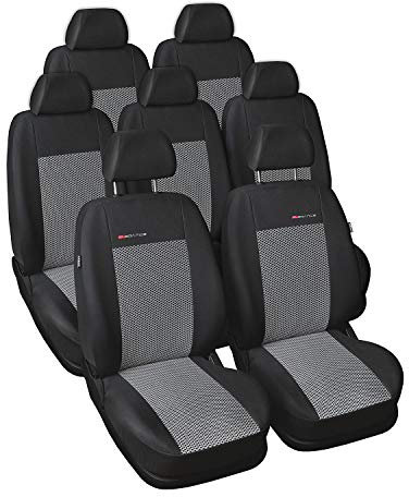 Saferide | Maß Autositzbezüge Grau PKW Komplettset 7-Sitze Sitzbezüge Sitzbezug Schonbezug Schonbezüge Autoschonbezug Autositzbezug Sitzauflagen Sitzschutz Elegance