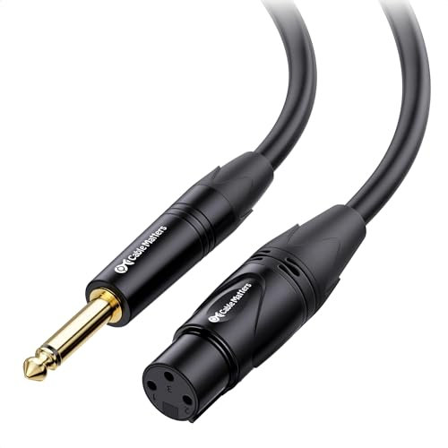 Cable Matters XLR Female to 6.35mm TS - 6 Feet Black Microphone Cable for Speakers and Amplifiers