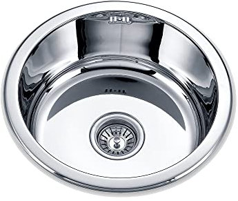 Edesa Fregadero Sobre Encimera K2 SE 45 1C con Cubeta Redonda Sifón y Tubo Rebosadero Sin Orificio de Grifería Ancho 45 cm Color Inox
