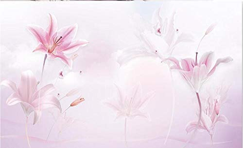 Vlies Fototapete - Wanddekoration XXL Wasserfall Rosa Lilie Purpur Wolken TV Hintergrund Wandfarbe 3D Fototapete
