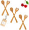 Lot de 3 couverts à salade en bois de cerisier - 35 cm - Fabriqués en Europe - 2 pièces - Cuillère à salade et fourchette à salade - Pas de plastique dans la salade - Antibactériens