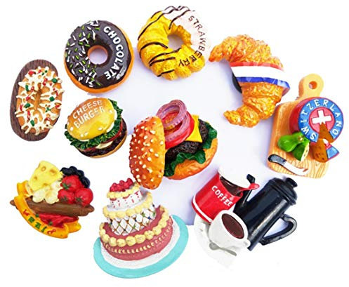 FD Kühlschrankmagnete, leckeres Essen, Simulierte Donuts, Burger, Kuchen, die eine warme Familienatmosphäre schaffen, 10 Stück