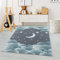 Carpetsale24 Kinderteppich Mond- und Sterne Design Pastellfarben Blau und Grau 120 x 170 cm - Kurzflor Teppich Kinderzimmer Spielteppich Babyteppich für Junge und Mädchen Extra Weich und Antiallergen