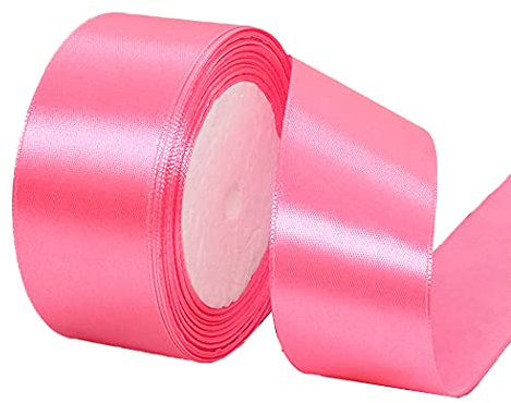 25 yardas de largo 4 cm de ancho cinta de satén para bodas manualidades envoltura de regalo y decoración de árboles de Navidad cinta de satén multicolores rosa