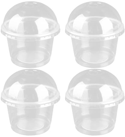 Cabilock 25 Piezas Vasitos De PláStico Transparente Para Postres De 250ml Con Tapa, Cuencos Desechables Para Aperitivos Y Postres, Ideal Para Bar Y Cafetería