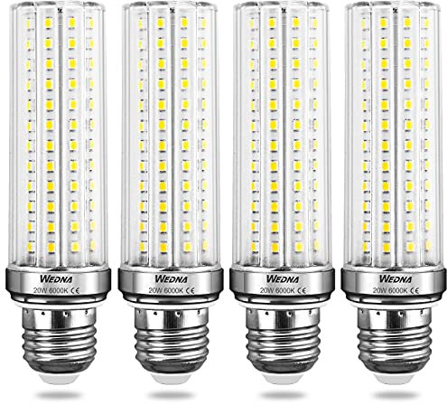 WEDNA 20W E27 LED Mais Glühbirnen, 6000K Kaltweiß 2565Lm, E27 Edison-Schraube Birnen, ersetzt 150W Glühbirnen, AC180-260V, Nicht dimmbar, 4er-Pack