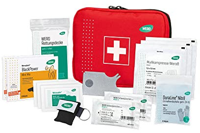 WERO OutdoorWork Erste Hilfe Tasche | Geeignet für Forst- und Waldarbeiten, Gala-BAU, Arbeiten im Freien | Netzfächer im Innenraum, EIN Seitenflügel | Mit Gürtelschlaufe