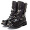 LDLD Stivali da Combattimento da Equitazione da Uomo, Stivali in Pelle Impermeabili Fatti a Mano in Pelle PU Punk Rock Goth Accessori in Metallo Stivali da Cowboy,Nero,44