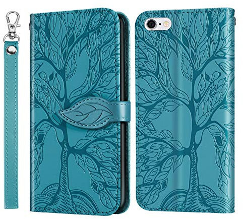 Vkooer Case for iPhone 6/6S Premium PU Leather Flip Wallet Case Cover with Card Holder Magnetic Closure Protective Case for iPhone 6/6S, Turquoise