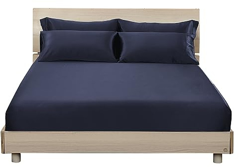 LILYSILK Spannbettlaken Seide mit Rundumgummi - in vielen Farben und Größen - 100% Reine 19 Momme Maulbeerseide Laken Bettlaken Spannbetttuch Bettwäsche - Hell Blau 100x200+30cm