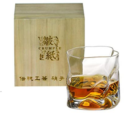 GOUQISHUI Japanese Designer Crumple Paper Irregular Shape Crystal Faceted Paper Whiskey Whisky Rock Glass Artwork Wine Cup