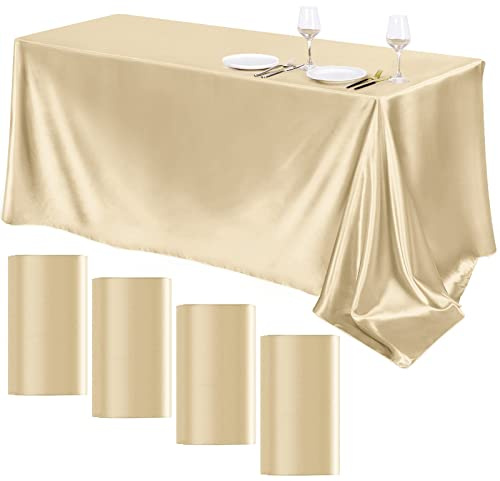 TURSTIN Satin-Tischdecke, 259 x 147 cm, 4er-Pack, Champagner
