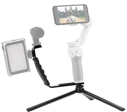 Camera L Bracket Mount Video Grip,with Tripod,for DJI,for OM 4/Osmo Mobile 2 3,Handheld Stabilizer 1/4 Screw Interface Hand Grip for DSLR Camera Camcorder