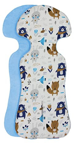 BYBOOM Basics Baby Sitzauflage, Sitzeinlage 77x32cm, Baumwoll- und Frotteeseite, Universal für Babyschale, Autositz, Kinderwagen, Buggy, Fahrradanhänger, Beidseitig verwendbar, weich, hautfreundlich