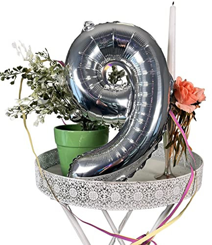 DIWULI Luftballon 9 Jahre Silber Geburtstag Party-Deko