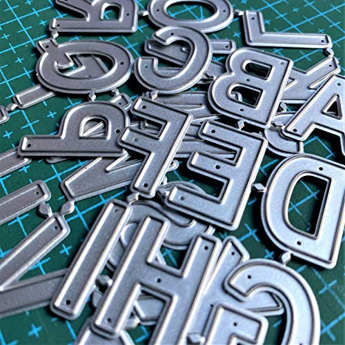 ZbFwmx Metall-Stanzformen, 26 Großbuchstaben, Buchstaben für Kartenherstellung, Schablone, Prägewerkzeug, Scrapbooking, DIY, geätzte Bastelschablonen