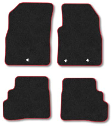 Vauxhall Viva (2015-2019) Carpet Car Mats | Red Edge Trim Tailored Fit Floor Mats Full Coverage Protection Accessories Easy Clean Anti Slip Made in the UK