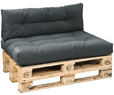 XDREAM Garden 2er Set Sitzkissen und Rückenkissen für Europaletten anthrazit | hochwertige Polster für Europaletten | Palettenkissen Indoor & Outdoor | Made in EU | 120 x 80 cm + 120 x 40 cm