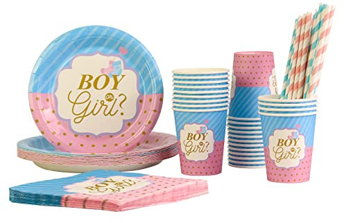 Stoviglie Per Feste 125 Pezzi Piatti Carta Set,Piatti e Bicchieri per Feste di Compleanno,Piatti e Bicchieri Tovagliolo Cannuccia per Compleanno Baby Shower Matrimonio-25 Invités (colorato)