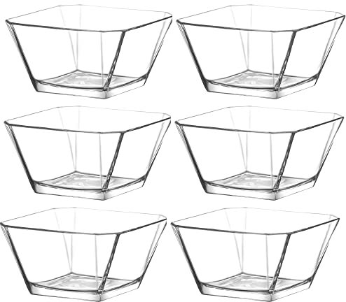 CLEARFEE 6-tlg. Glasschalen-Set aus hochwertigem Glas | stappelbar | 6 Stück je 300ml Dessertschalen Glasschüssel Salatschüssel Glas Schälchen Set Schale Schale Deko Schale Bowl