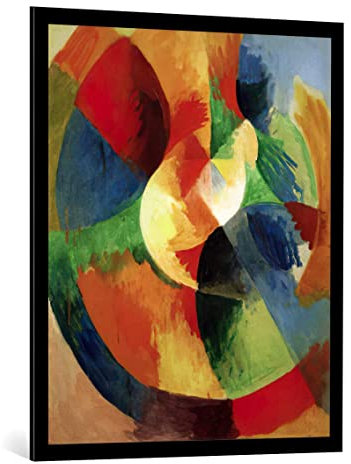 kunst für alle Bild mit Bilder-Rahmen: Robert Delaunay Farbkreis - dekorativer Kunstdruck, hochwertig gerahmt, 80x100 cm, Schwarz matt