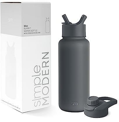Simple Modern Water Bottle with Straw and Chug Lid | Insulated Stainless Steel Thermos for Sports Gym | Summit Collection | 950ml | Graphite