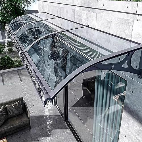 Sink Aluminum Alloy Door Canopy Awning Shelter,Transparent Polycarbonate Cover,Window Rain Shelter Cover,Patio Porch Awning,Outdoor Rainproof Balcony Courtyard Window Awning (60x180cm/24x71)