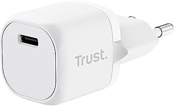 Trust Maxo Caricatore USB C Rapido 20W PD, Alimentatore Senza Cavo, Porta USB di Tipo C, Caricabatterie iPhone 14/14 Pro Max, iPad, Samsung Galaxy S23 S22 S21, Xiaomi, Oppo, Tablet - Bianco