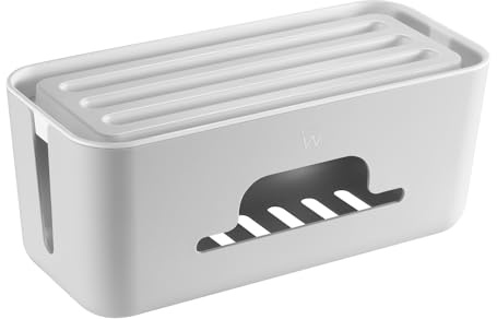 Ewent Kabelaufbewahrungsbox, Kabelmanagement-Box, Kabel- und Steckdosenbox, Kabelorganisation, Kabelorganisation, Kabel verstecken, 30,7x13,5x13 cm - Weiß
