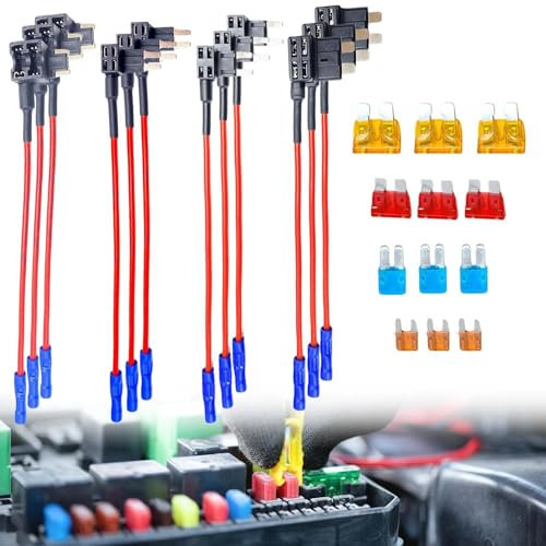 12 Stück Stromdieb Set, Stromdieb Sicherung Kfz Set Standard/Mini/Mikro2/Niedriges Profil Stromdieb Kfz 4 Typen ATO ATC ATM APM Stromdiebe Kfz mit Kfz Sicherung für Auto Lkw Boot