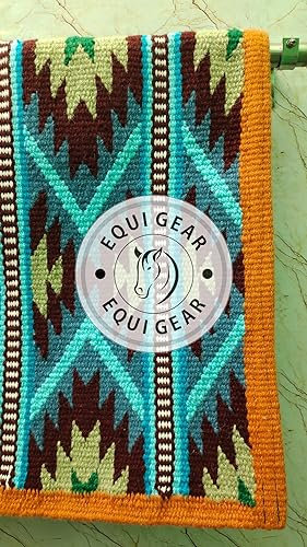 EQUIGEAR Western Ranch Horse Satteldecke aus neuseeländischer Wolle, Western-Design, handgefertigte Satteldecke, Wollpolster, Sensor Flex (Anpassung möglich), WQ46 (34x36)