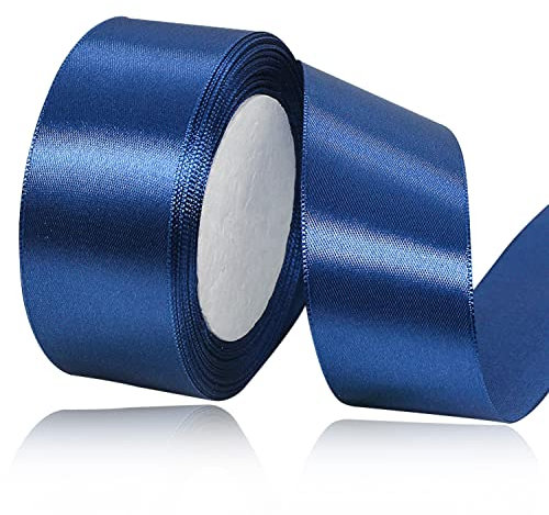 Satinbands Dunkelblau 40mm Breit, 23 Meters Geschenkband für Geschenkverpackungen, DIY-Basteleien, Blumensträuße, Nähprojekte, Schleifenherstellung, Geburtstags- und Hochzeitsdekorationen