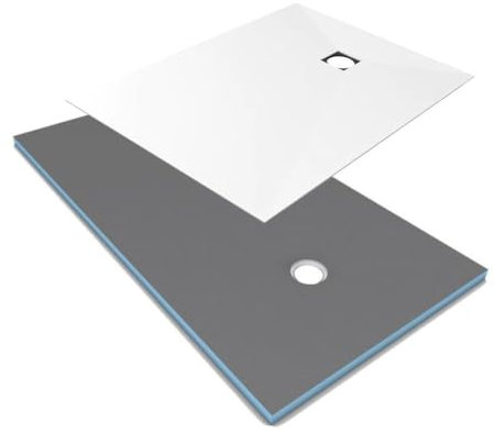 Receveur de douche à carreler 180 x 90 WEDI Fundo Primo rectangle écoulement excentré + recouvrement top blanc