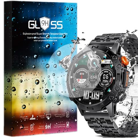 MBROS Compatible para [3 Pedazo Protector] 9H Protector De Pantalla De Cristal Templado Compatible para Smartwatch ESFOE Reloj Inteligente Hombre 1,43 (3 Pedazo)