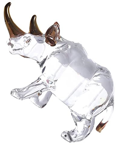 AOKWAWALIY Kristall-nashorn Miniatur-nashorn-Figur Nashorn-skulpturen Nashorn-Ornament Tischdekoration Kristall Nashornfiguren Kristall Nashorn Mit Blauen Hörnern Nashorn Figur Regal Frosch