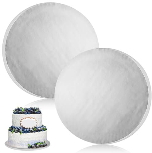 Tortenplatte, Cake Board Kuchenplatte, Rund Wiederverwendbar Tortenunterlage, Cake Board Gold&Silber für Transport Kuchen und Torten (Silber, 12mm-30cm(12 Stück))