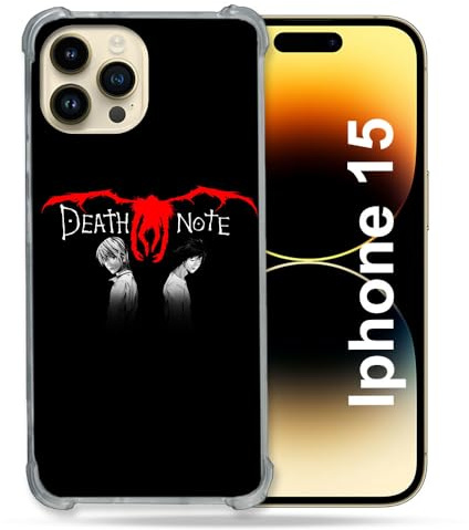 Cokitec Schutzhülle kompatibel mit MagSafe für iPhone 15 (6,1 Zoll), Manga Death Note, Schwarz