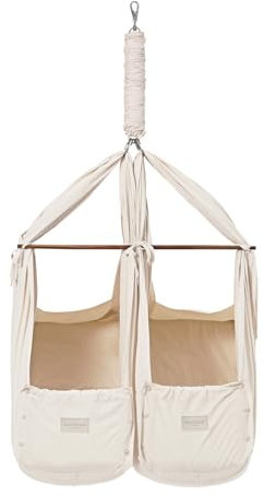 Moonboon Zwillings-Federwiege 70 X 95 CM – GOTS-zertifiziert, Sanfte Wiege für Erholsamen Schlaf – Umweltfreundliche Materialien, Ergonomisches Design, Für Zwillingseltern – Naturfarben