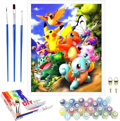Kit de peinture à l'huile peinte à la main pour enfants et adultes débutants de 5, 6, 7, 8, 9 ans, jouet de dessin animé, cadeau d'anniversaire d'enfant, sans cadre 40 x 50 cm