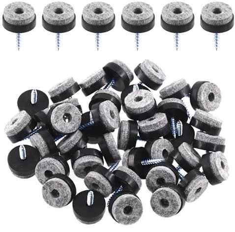 Swpeet 40 feltrini neri per mobili, 20 mm, rotondi, antiscivolo, antigraffio, a vite, per gambe in legno di sedie, tavoli, divani