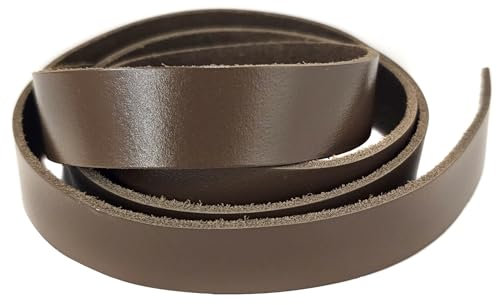 esnado Cordon en cuir plat | 1 mètre | Largeur : 10 mm - Couleur : marron chocolat | Cuir véritable | Tannage végétal | Bijoux, bracelets, bricolage, décoration, bricolage, Moyen Âge