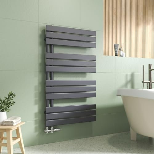 EMKE Handtuchheizkörper Seitenanschluss 1041x600 mm, Badheizkörper Handtuchhalter Handtuchwärmer Handtuchtrockner Badezimmer Heizkörper Flach Handtuchheizung Anthrazit 670W