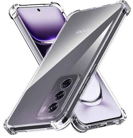 Anoowkoa TPU Case for Oppo Reno 12 Phone Case Clear with Built-in Camera Lens Protector Thin Transparent Protective Back Cover Soft Flexible Bumper Hybrid Silicone Case